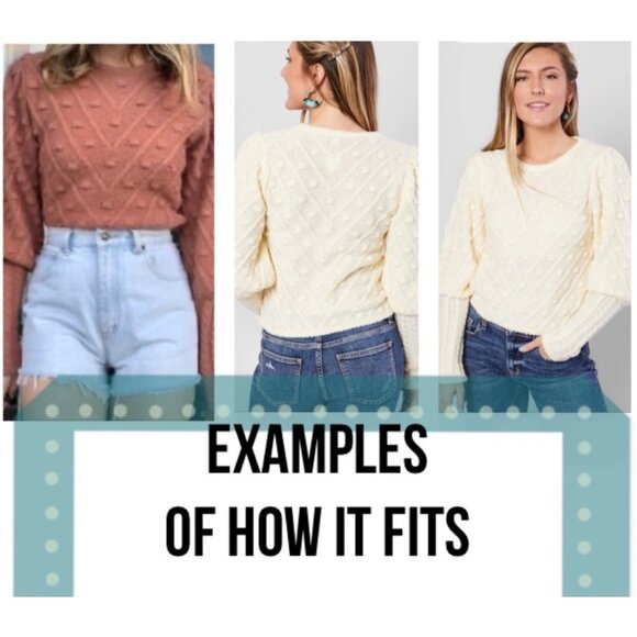 Favlux Womens Size M Cable Knit Bobble Mustard Yellow‎ puff long sleeve Sweater - Picture 4 of 9